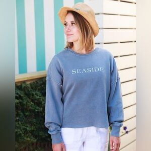 The Seaside Style Cropped Distressed Sweatshirt